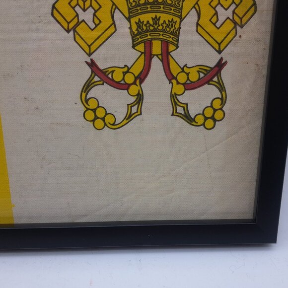 Antique Framed Processional Catholic Papal Flag - Picture 11 of 11